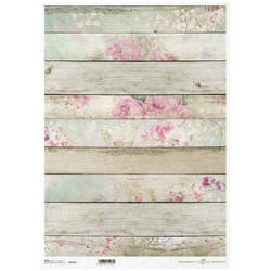 Papier ryżowy do decoupage A3 ITD-R534L Shabby Chic, deski, róże