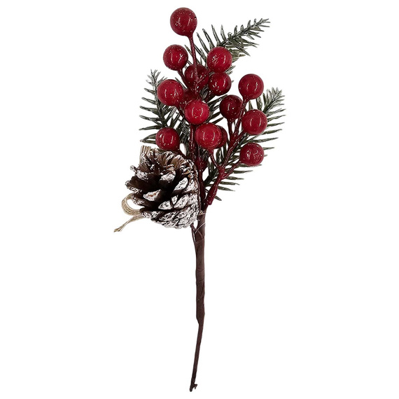 Gałązka świąteczna z szyszką i jagodami - 1szt