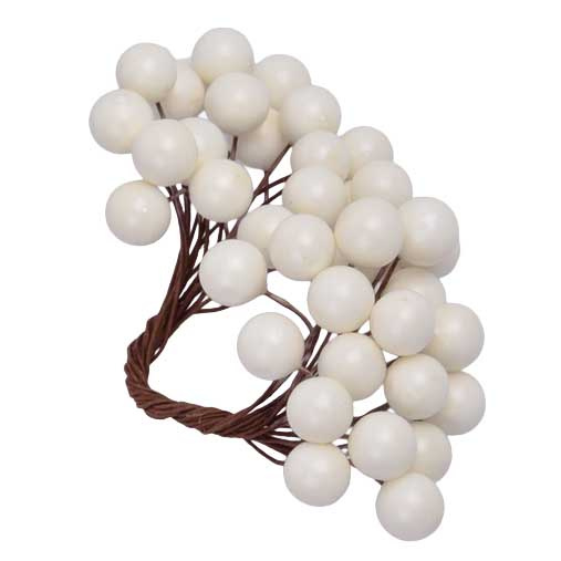 Jarzębina na druciku  załamana biel - 1 gałązka