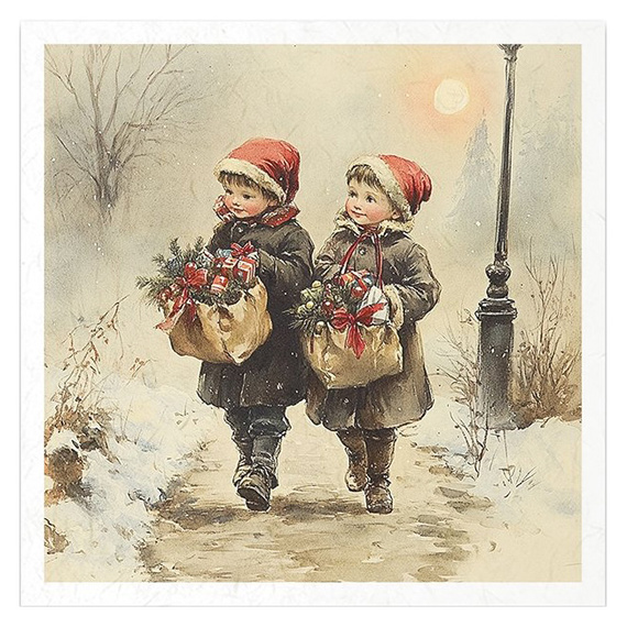 Zestaw papierów ryżowych - dzieci vintage, Boże Narodzenie - RSM185 - Itd Collection