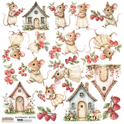 Naklejki papierowe - ScrapLove - Raspberry Mouse 1 myszki malinki