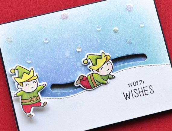 Wykrojnik + stempel - Memory Box - Playtime Elves - zima, elfy