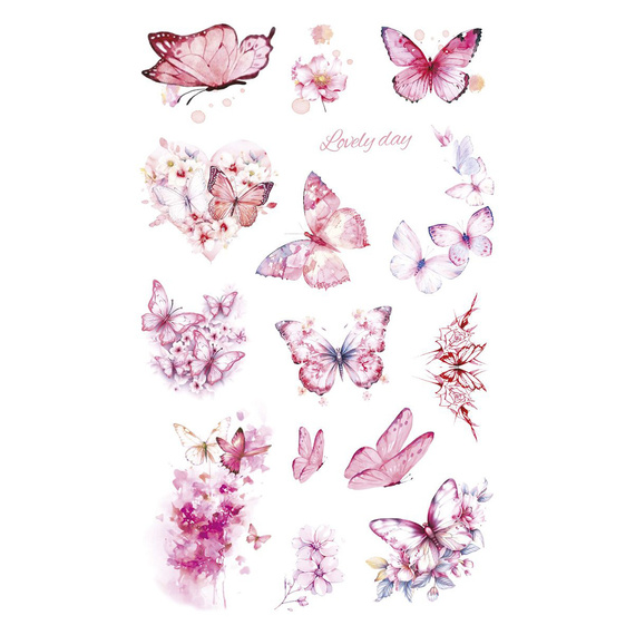 Naklejki foliowe - Różowe kwiaty i motylki