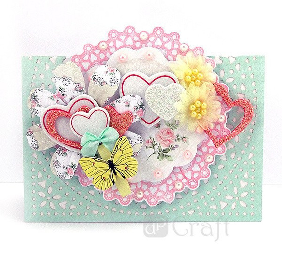 Naklejki z pianki - serca print i brokat 50szt