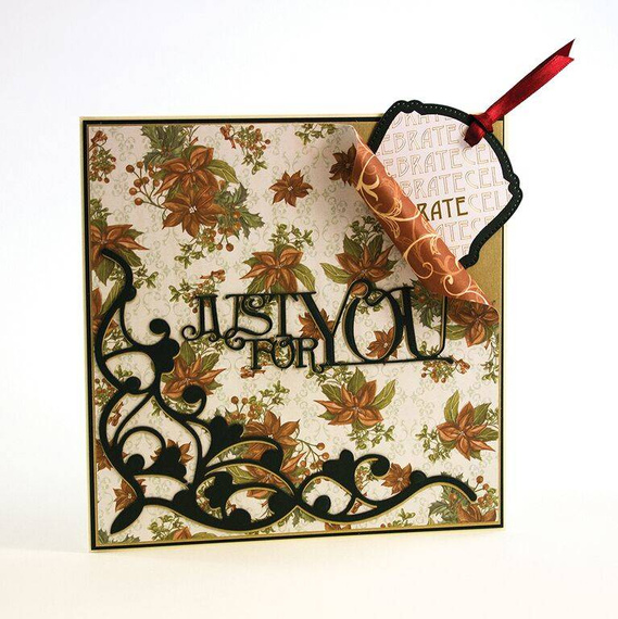 Wykrojnik - Tonic Studios - Just For You Pansy roślinna ramka napis