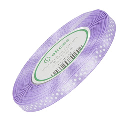 Wstążka satynowa w kropki 6 mm - liliowa 132 - 23 m - dekoracyjna tasiemka