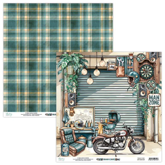 Zestaw papierów do scrapbookingu 30x30 - Mintay - Man Cave