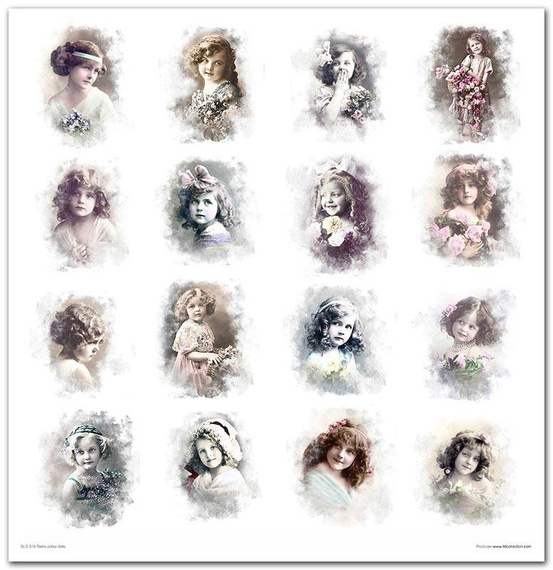 Zestaw papierów do scrapbookingu 30x30 - Retro Polka kropki retro portrety