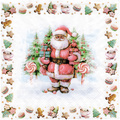 Serwetka do decoupage 33x33cm - Santa sweets Mikołaj ze słodyczami