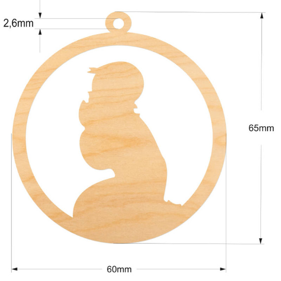 Drewniana ozdoba zawieszka bombka 6cm. Decor