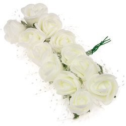 Kwiatki piankowe ecru z tiulem