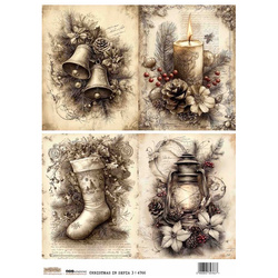 Papier ryżowy A4 - Scraplove - Christmas in sepia 3 - Święta w sepii