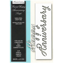 Wykrojnik - Memory Box - Grand Happy Anniversary Script 99205 rocznica napis