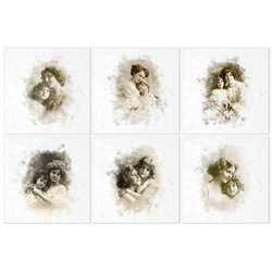 Zestaw papierów ryżowych - ITD  RSM023  6szt retro portrety matek z córkami