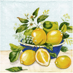 Serwetka do decoupage 33x33cm - Lemon in Bowl cytryny