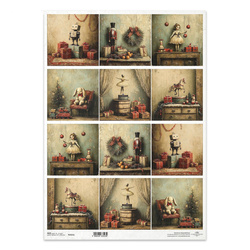 Papier ryżowy do decoupage A3 - retro zabawki, vintage Boże Narodzenie - R1521L - Itd Collection