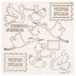 Tekturka Bociany Przesyłka specjalna! zestaw Scrapiniec