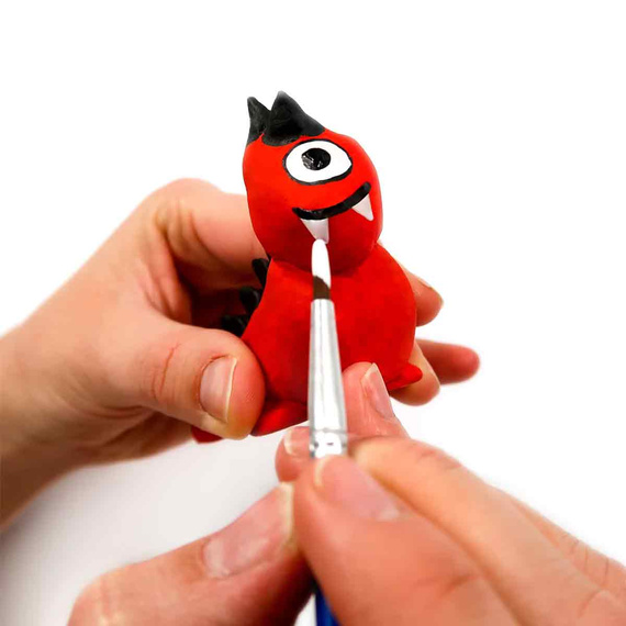 Zestaw kreatywny z gliną samoutwardzalną - potworki - farbki, narzędzia, pędzelki