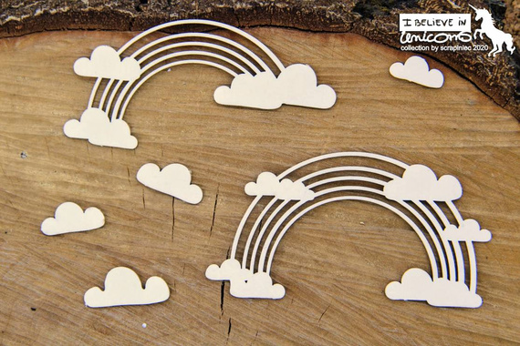 Tekturka Believe in Unicorns - Rainbows - tęcze - Scrapiniec