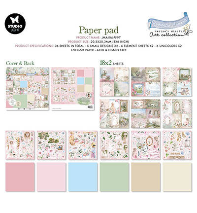 Zestaw papierów do scrapbookingu 20x20 - StudioLight - Small Designs & Elements Romantic Moments