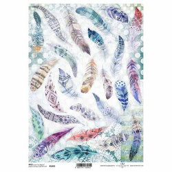 Papier ryżowy do decoupage A4 ITD-R1415 piórka