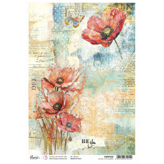 Papier ryżowy do decoupage A4 - Ciao Bella - Majestic Dream Nature is the answer - maki, napisy