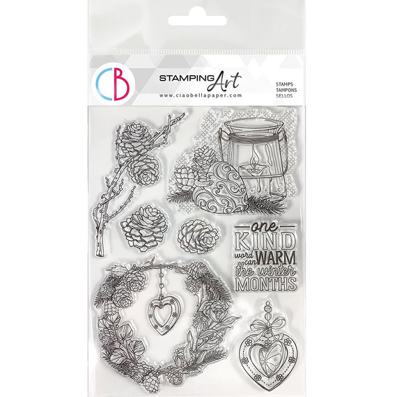 Stempel akrylowy 15x21 - Ciao Bella - Warm Heart lampion wianek szyszki