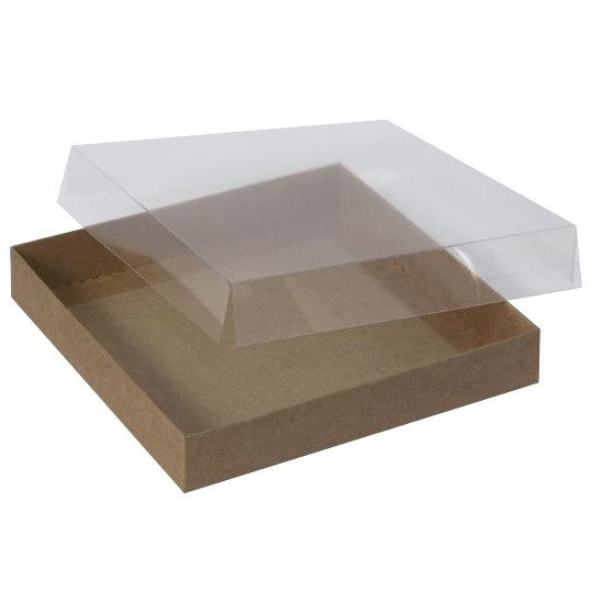 Pudełko z pełną szybką kwadratowe kraft małe 8x8 - Rzeczy z papieru