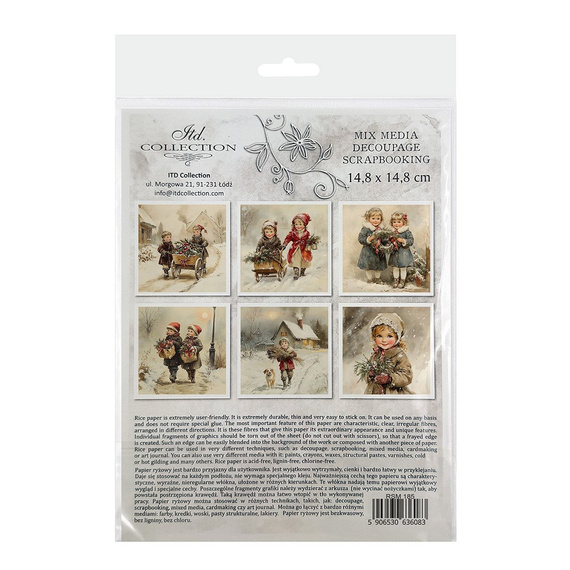 Zestaw papierów ryżowych - dzieci vintage, Boże Narodzenie - RSM185 - Itd Collection