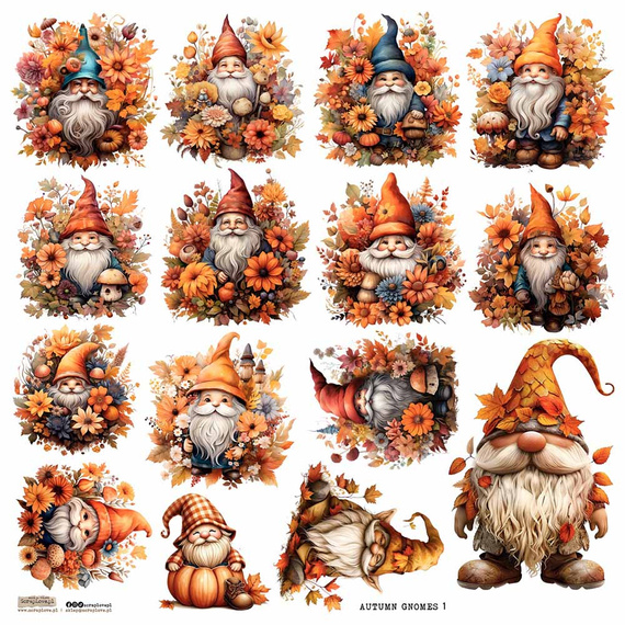 Naklejki papierowe - ScrapLove - Autumn Gnomes 1 jesienne krasnale