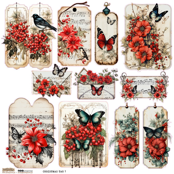 Naklejki papierowe - ScrapLove - Christmas Tag 1 - Zimowe tagi