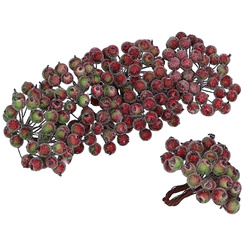 Jarzębina dekoracyjna czerwono-zielona oszroniona na druciku - 1 gałązka