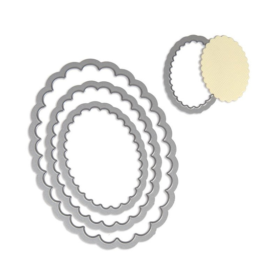 Wykrojnik Sizzix Framelits - Ovals Scallop 657564 owale z falbanką 4 szt.