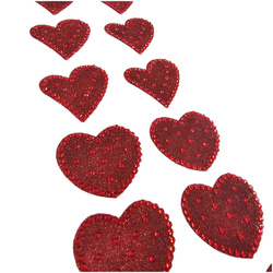 Naklejki foliowe Serca brokatowe z kryształkami mix 12szt
