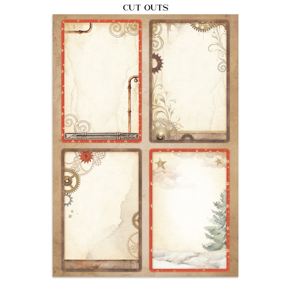 Zestaw papierów, naklejek i elementów Junk Journal - Gear Up For Christmas - Stamperia