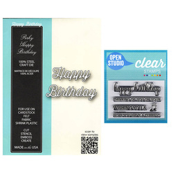 Wykrojnik+stempel - Memory Box - Perky Happy Birthday
