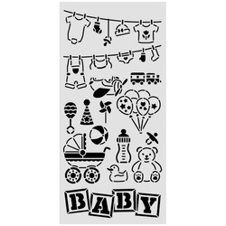 Szablon mix media 3D 12x25cm - Baby elementy - Stamperia