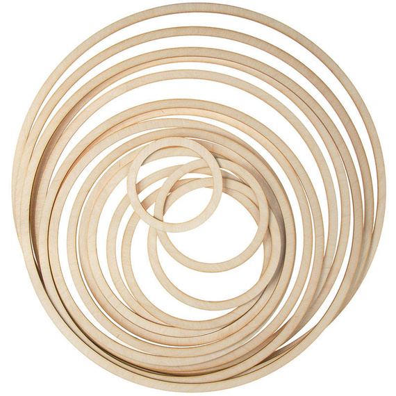 Drewniany łapacz snów 40cm - Zestaw obręczy 17 elementów