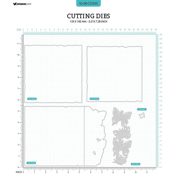 Wykrojnik - StudioLight - Butterfly card grunge ramka z brzegiem z motylami