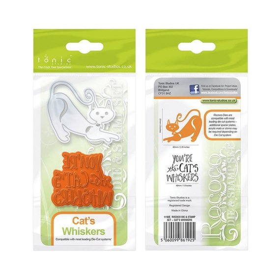 Wykrojnik + stempel - Tonic Studios - Kitten's Whiskers - kot