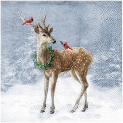 Serwetka do decoupage 33x33cm - Deer in snow jeleń na śniegu
