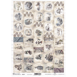 Papier ryżowy do decoupage A4 ITD-R2137 vintage, kalendarz adwentowy