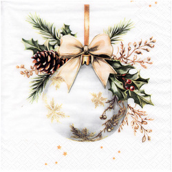 Serwetka do decoupage 33x33cm - White Bauble wisząca bombka