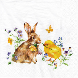 Serwetka do decoupage 33x33cm - Bunny and Chick zajączek i kurczaczek