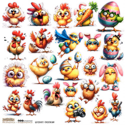 Naklejki papierowe - ScrapLove - Quirky Chicken 1 zwariowane kurczaki