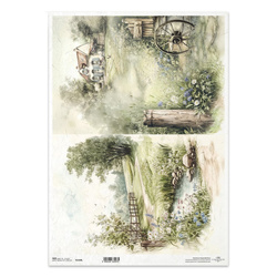Papier ryżowy do decoupage A3 - wiejskie widoczki - R1402L - Itd Collection