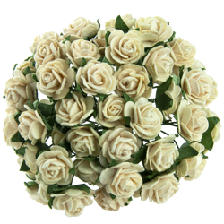 Różyczki otwarte - ciemno-kremowe 20 mm - 50szt