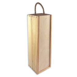 Drewniana skrzynka na wino z zasuwką - pudełko prezentowe do dekoracji 36 cm