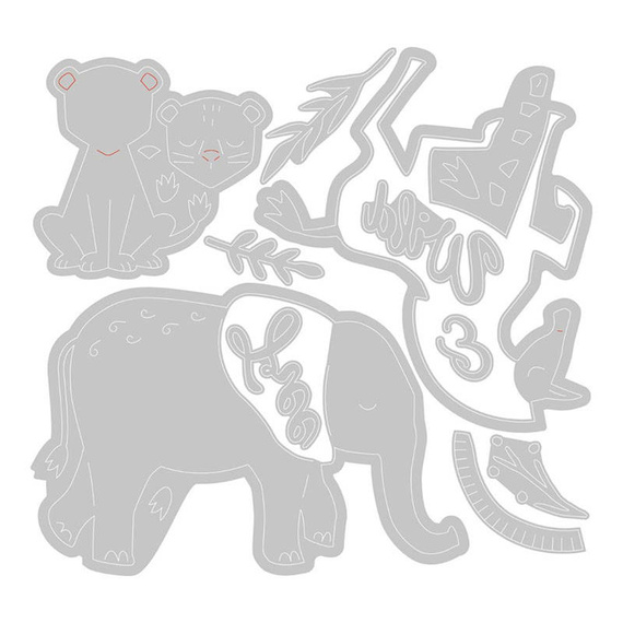 Wykrojnik Sizzix Framelits + stemple - Floral Safari zwierzęta