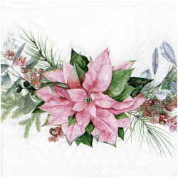 Serwetka do decoupage 33x33cm - Pink poinsettia